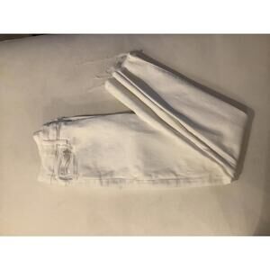 MOTHER High Waisted Looker Ankle Fray White Denim Skinny Jeans Pants 26 Casual